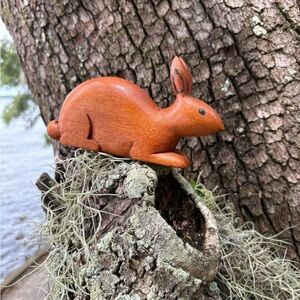 Vintage Hand Carved Bunny Rabbit from Guyana Signed